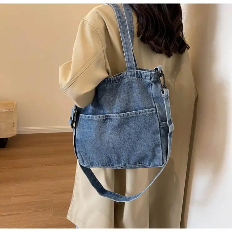 Blue Japanese Denim Crossbody Bag for Men Women — feature 45