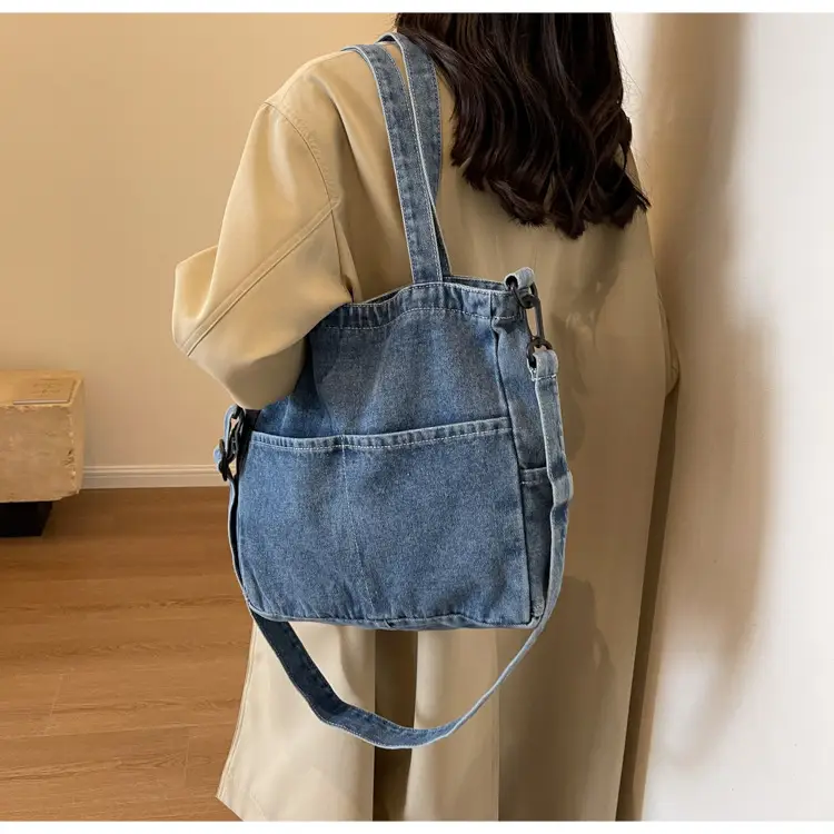 Blue Japanese Denim Crossbody Bag for Men Women — feature 46