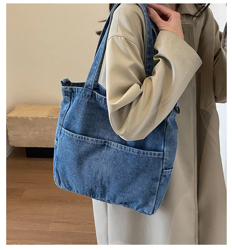 Blue Japanese Denim Crossbody Bag for Men Women — feature 5