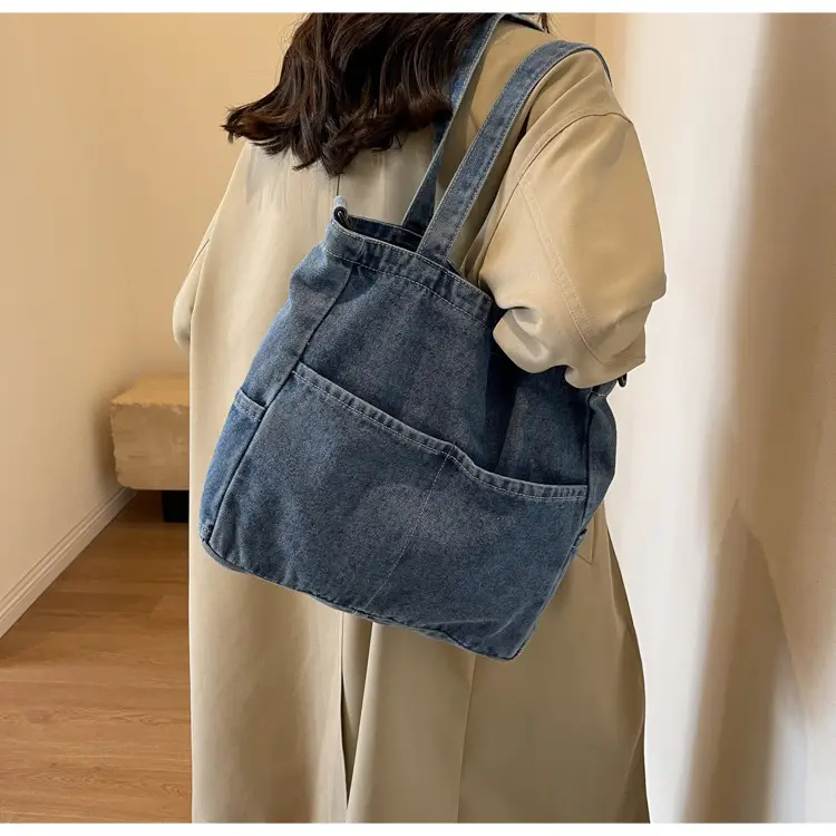 Blue Japanese Denim Crossbody Bag for Men Women — feature 50