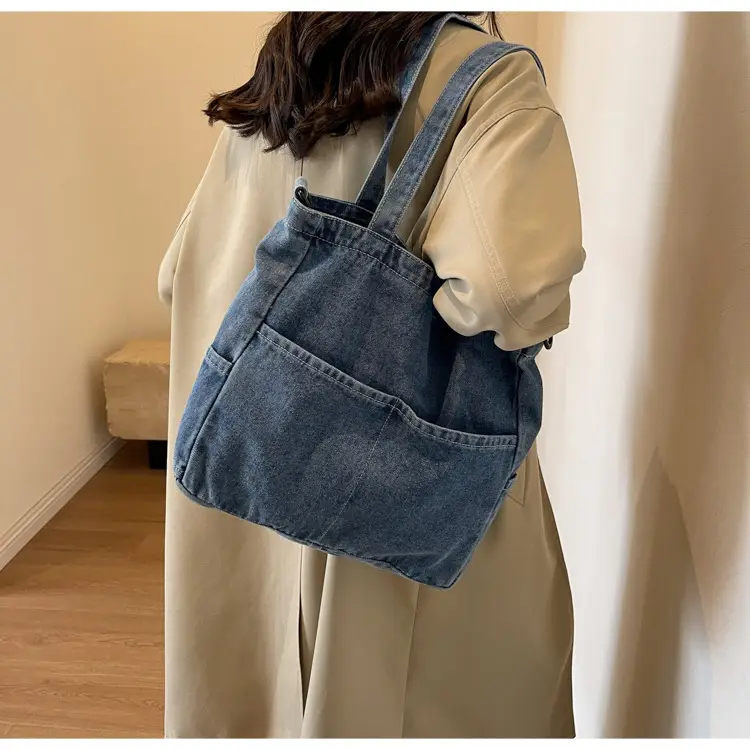 Blue Japanese Denim Crossbody Bag for Men Women — feature 51