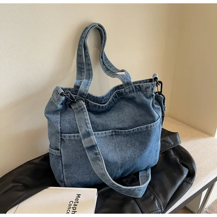 Blue Japanese Denim Crossbody Bag for Men Women — feature 52