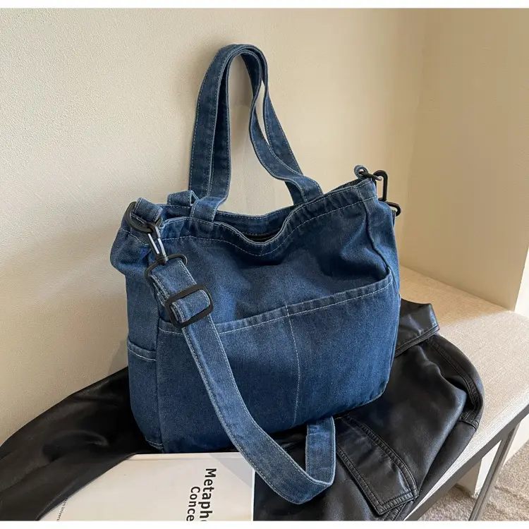 Blue Japanese Denim Crossbody Bag for Men Women — feature 64