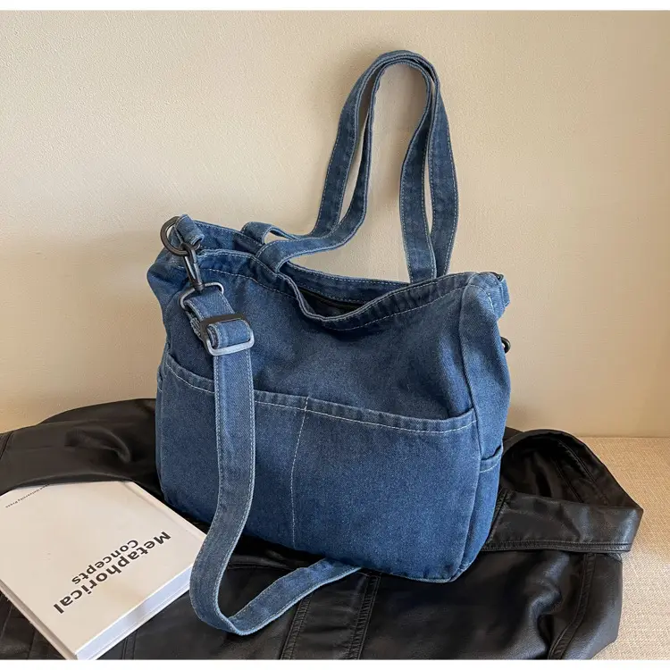 Blue Japanese Denim Crossbody Bag for Men Women — feature 65