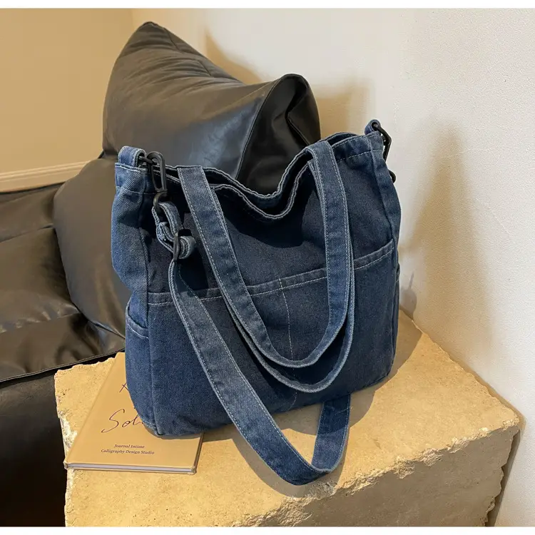 Blue Japanese Denim Crossbody Bag for Men Women — feature 66