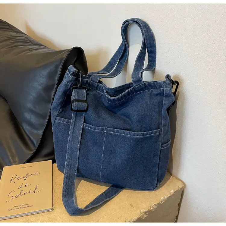 Blue Japanese Denim Crossbody Bag for Men Women — feature 67