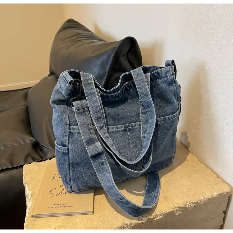 Blue Japanese Denim Crossbody Bag for Men Women — feature 69