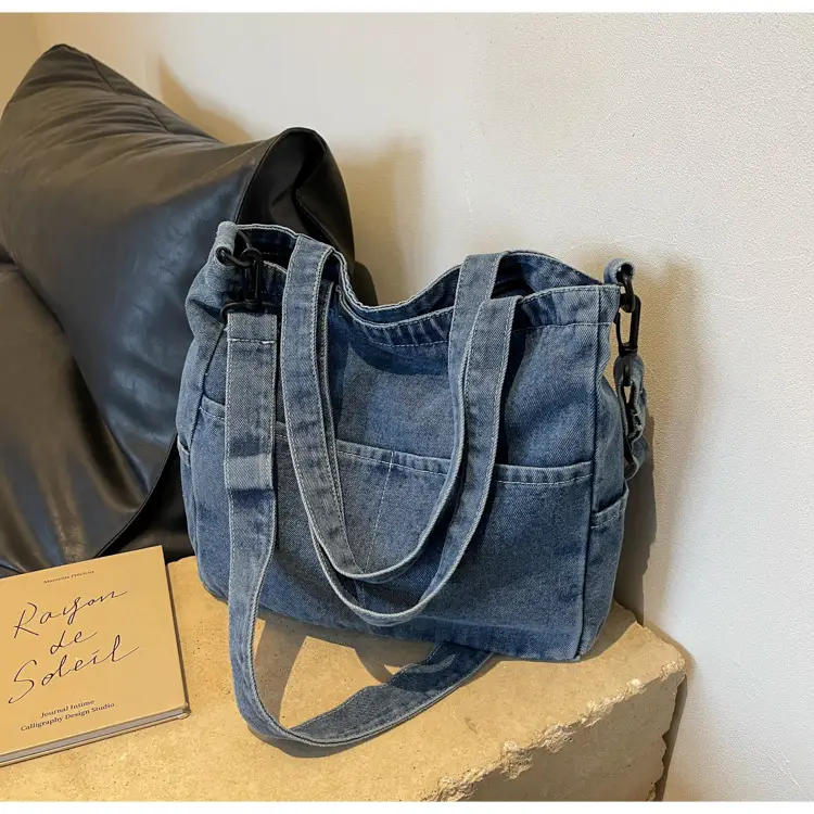 Blue Japanese Denim Crossbody Bag for Men Women — feature 70