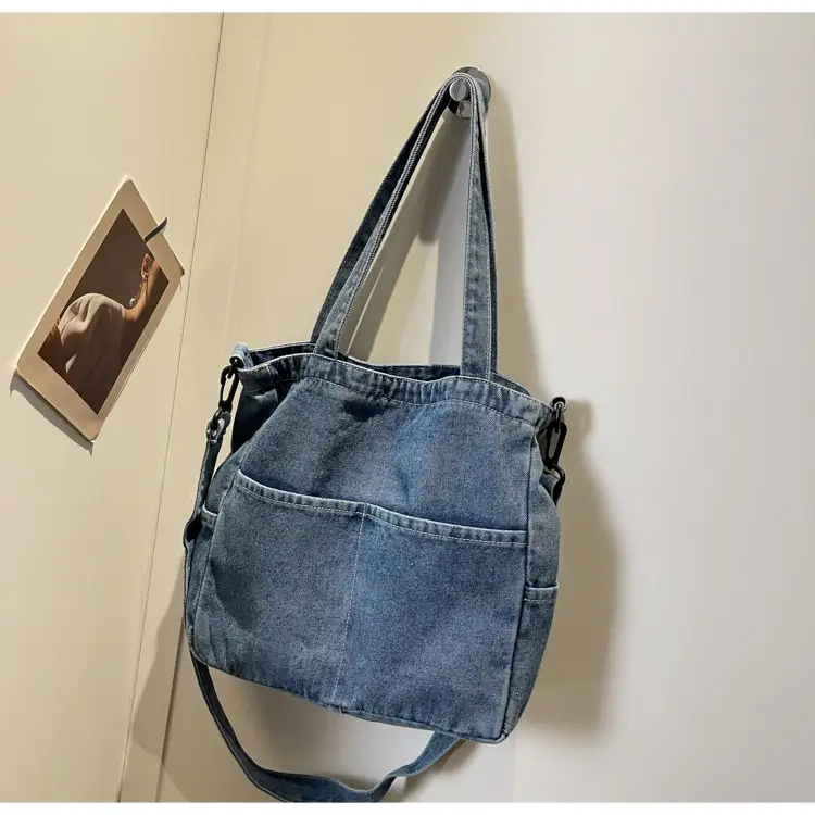 Blue Japanese Denim Crossbody Bag for Men Women — feature 74