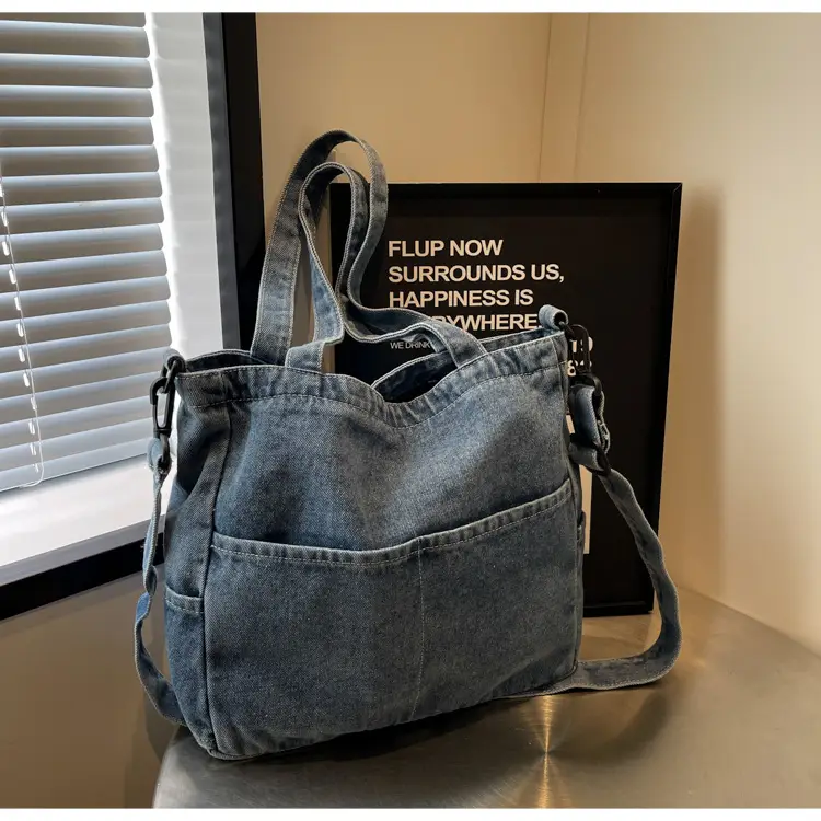 Blue Japanese Denim Crossbody Bag for Men Women — feature 75