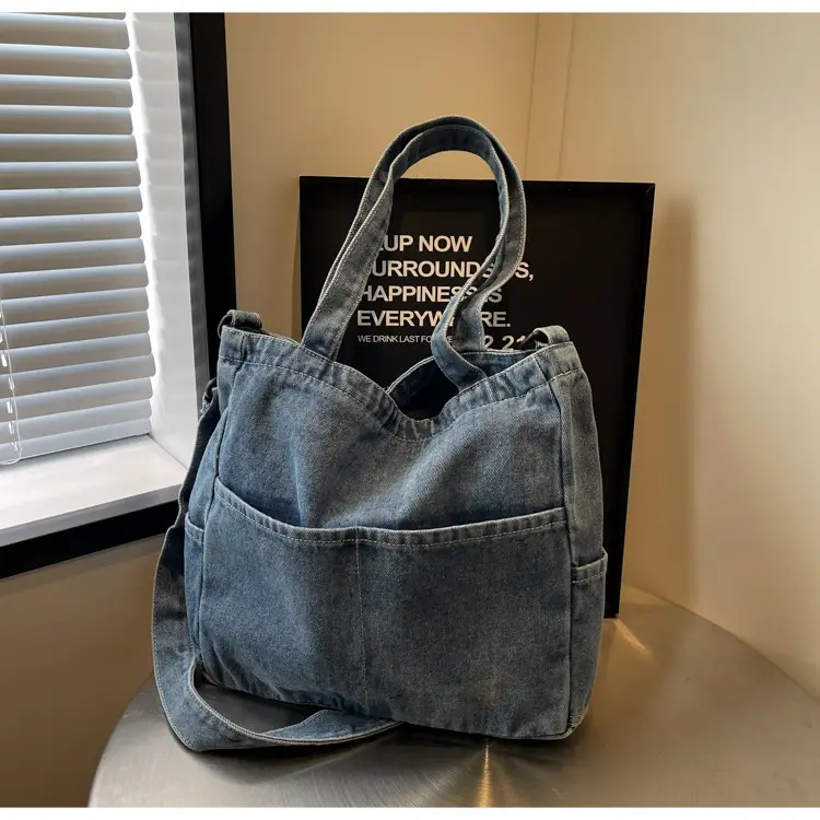 Blue Japanese Denim Crossbody Bag for Men Women — feature 76