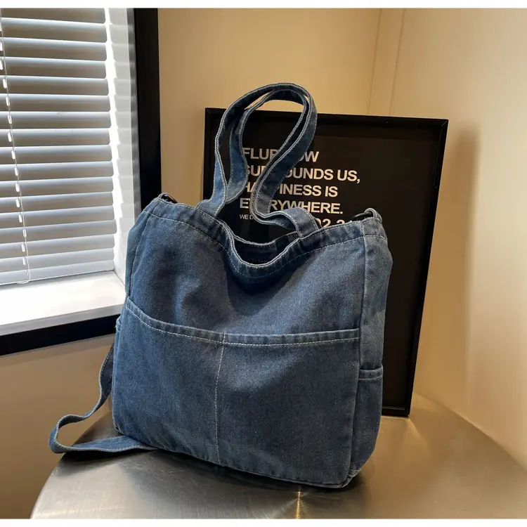 Blue Japanese Denim Crossbody Bag for Men Women — feature 78