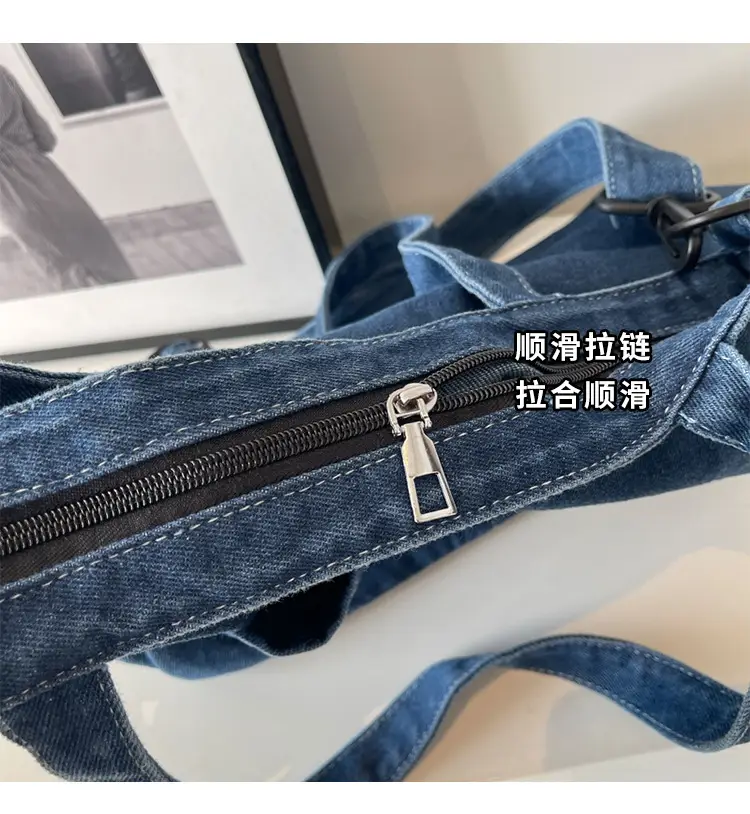 Blue Japanese Denim Crossbody Bag for Men Women — feature 8