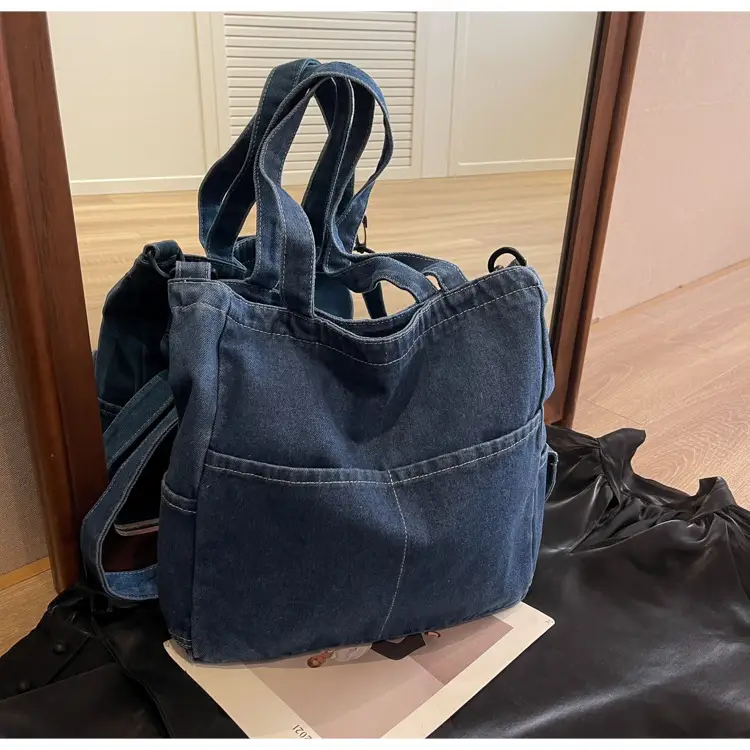 Blue Japanese Denim Crossbody Bag for Men Women — feature 81