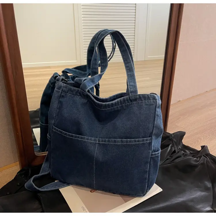 Blue Japanese Denim Crossbody Bag for Men Women — feature 82