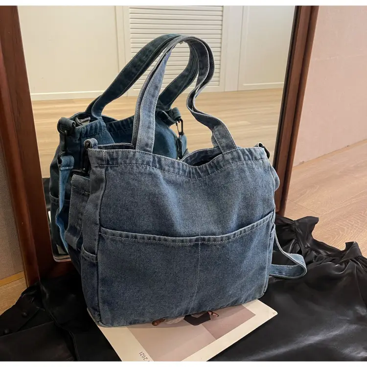 Blue Japanese Denim Crossbody Bag for Men Women — feature 83