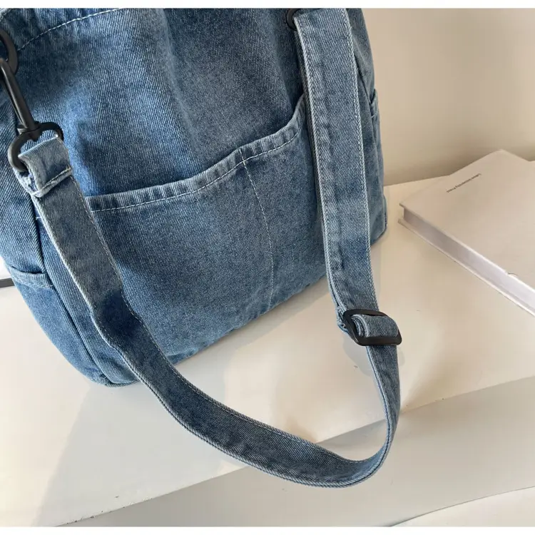 Blue Japanese Denim Crossbody Bag for Men Women — feature 84