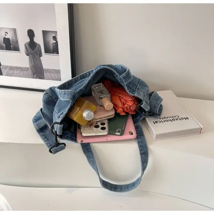 Blue Japanese Denim Crossbody Bag for Men Women — feature 88