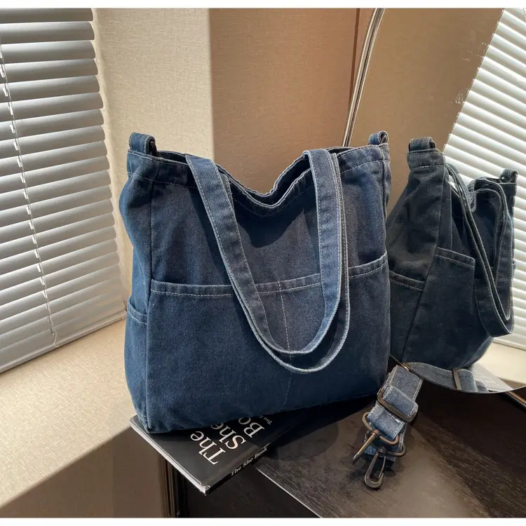 Blue Japanese Denim Crossbody Bag for Men Women — feature 92