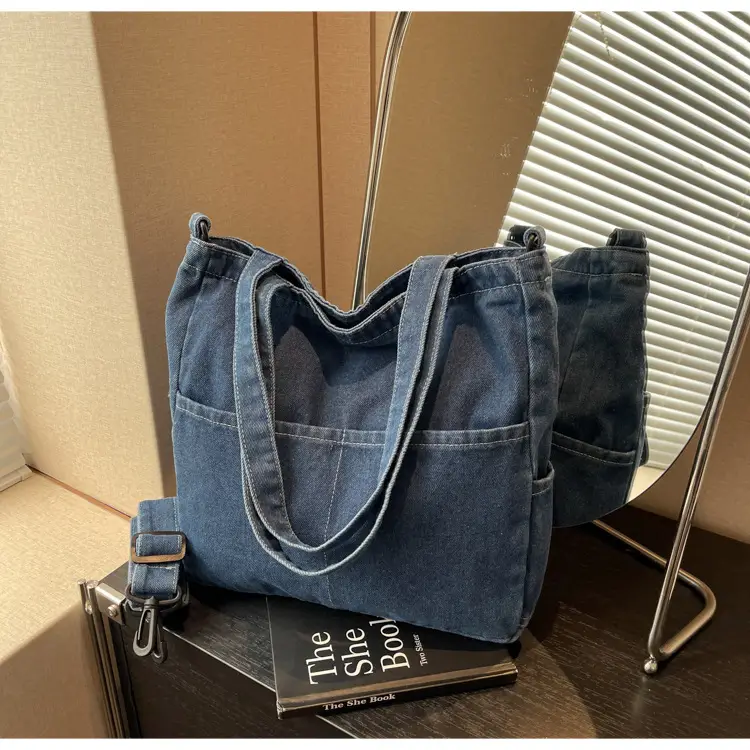 Blue Japanese Denim Crossbody Bag for Men Women — feature 93