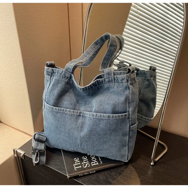 Blue Japanese Denim Crossbody Bag for Men Women — feature 94