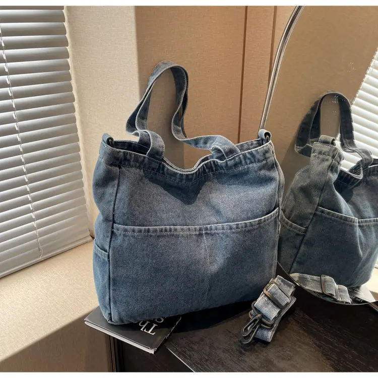 Blue Japanese Denim Crossbody Bag for Men Women — feature 95