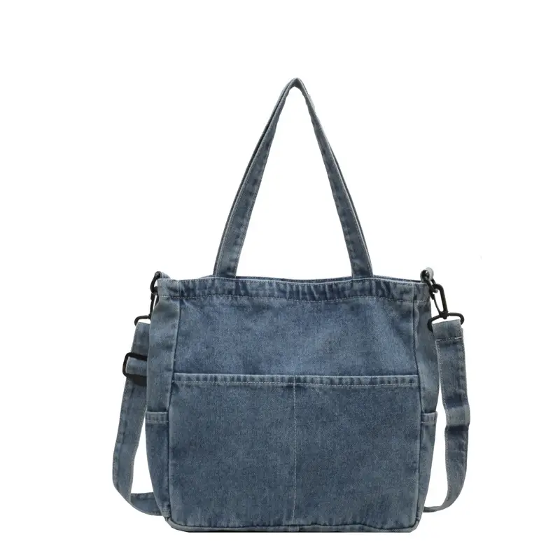 Blue Japanese Denim Crossbody Bag for Men Women - Image 2