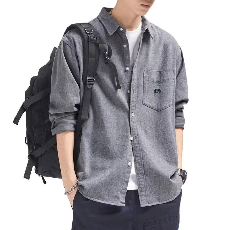 Men Blue Cotton Backpack Shirt 2024 Casual Wear - Image 9