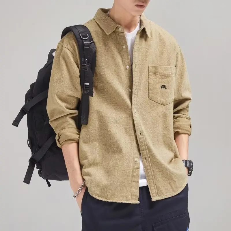 Men Blue Cotton Backpack Shirt 2024 Casual Wear - Image 4