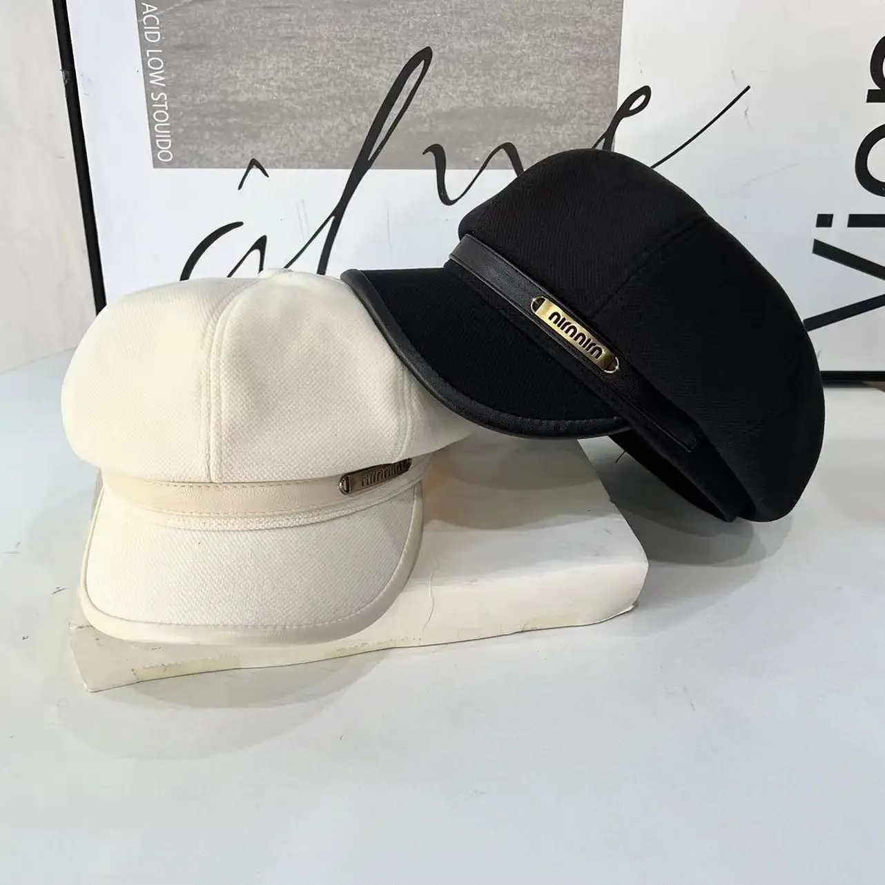 Men's White Duck Tissue Cap with Octagonal Brim