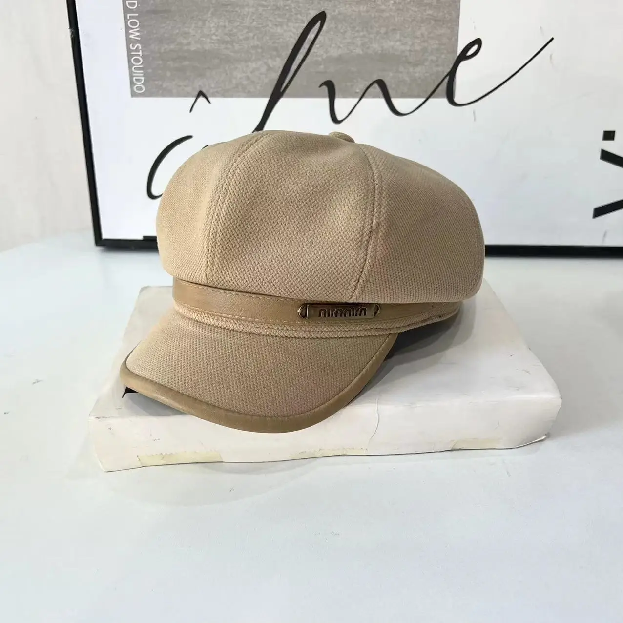 Men's White Duck Tissue Cap with Octagonal Brim