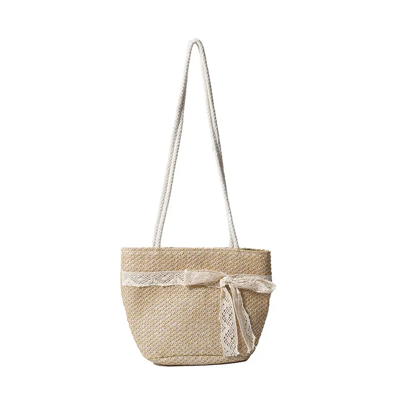 Summer Straw Woven Bow Scarf Bag for Women - Image 7