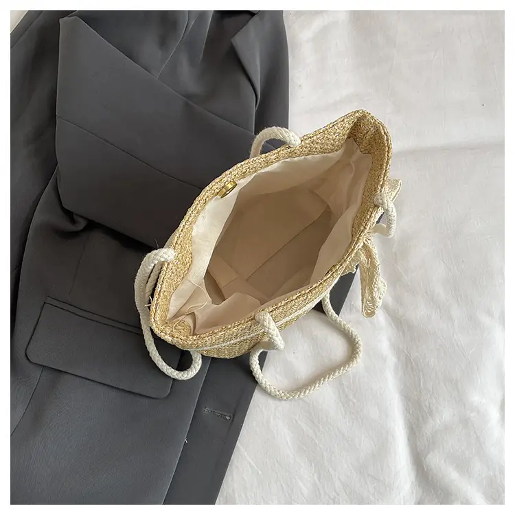 Summer Straw Woven Bow Scarf Bag for Women — feature 10