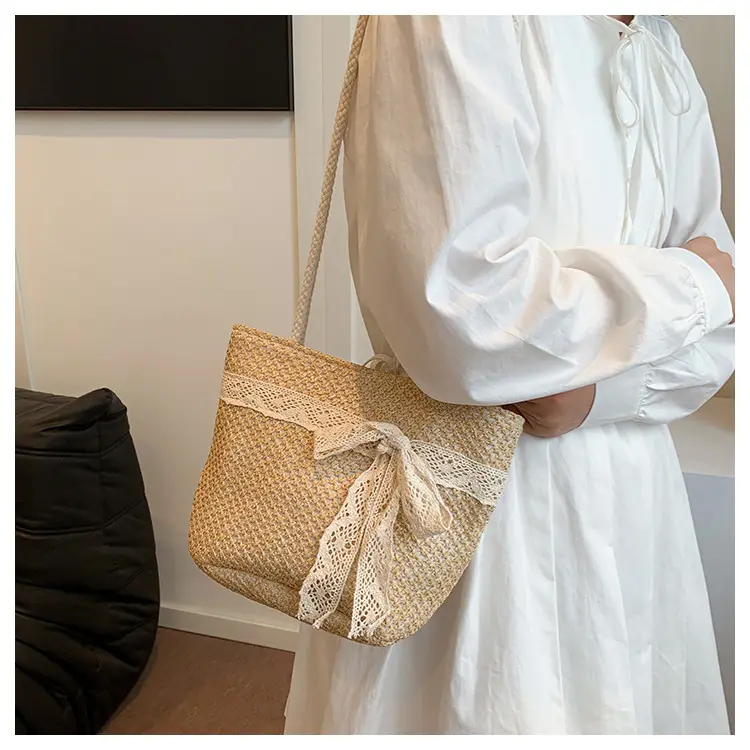 Summer Straw Woven Bow Scarf Bag for Women — feature 13