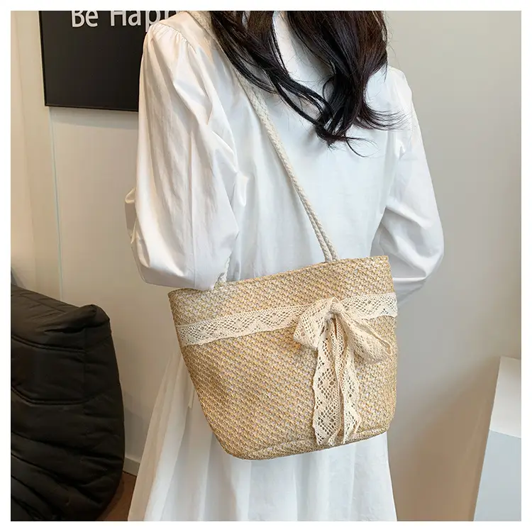 Summer Straw Woven Bow Scarf Bag for Women — feature 14