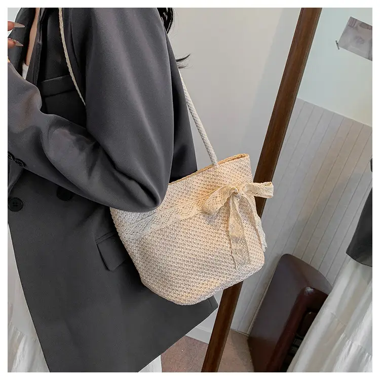 Summer Straw Woven Bow Scarf Bag for Women — feature 17