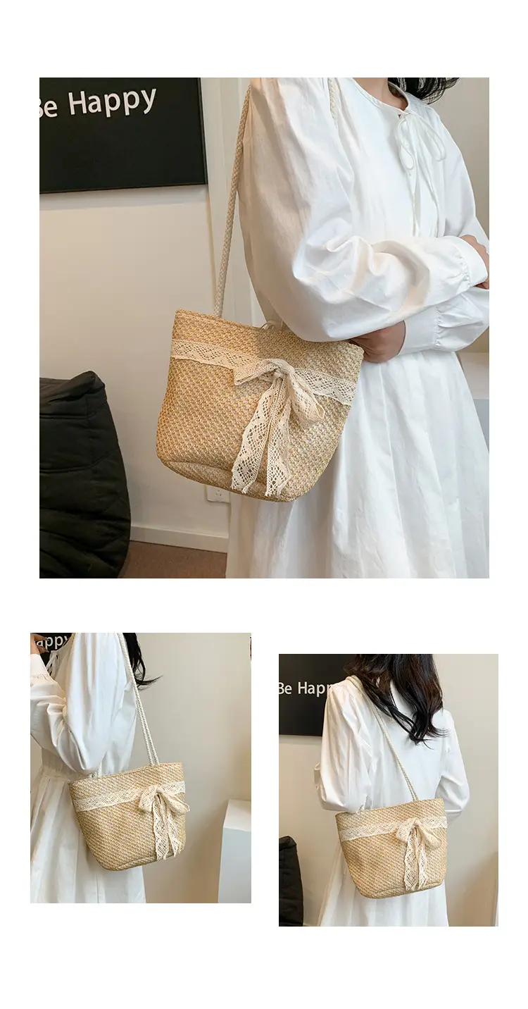 Summer Straw Woven Bow Scarf Bag for Women — feature 20