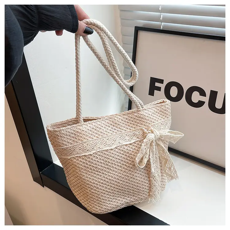 Summer Straw Woven Bow Scarf Bag for Women — feature 21