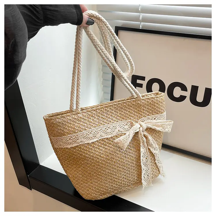 Summer Straw Woven Bow Scarf Bag for Women — feature 22