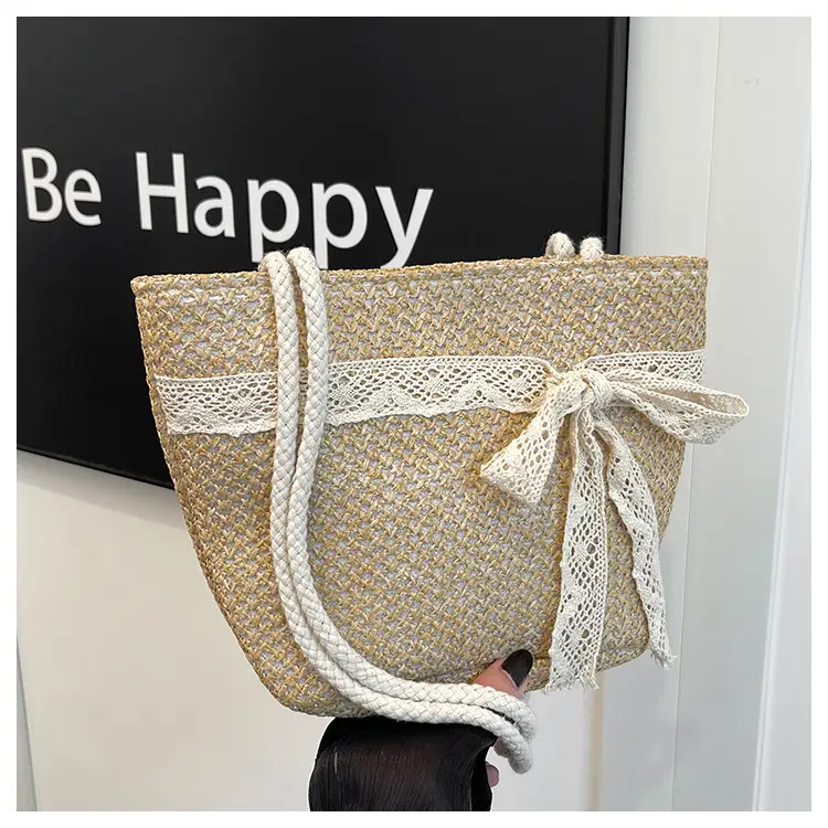 Summer Straw Woven Bow Scarf Bag for Women — feature 24