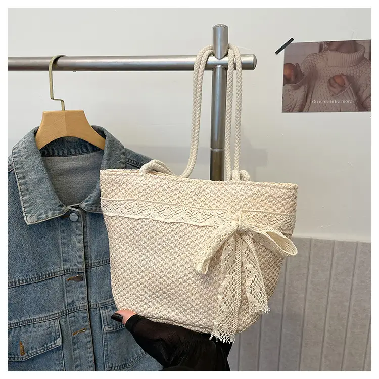 Summer Straw Woven Bow Scarf Bag for Women — feature 25