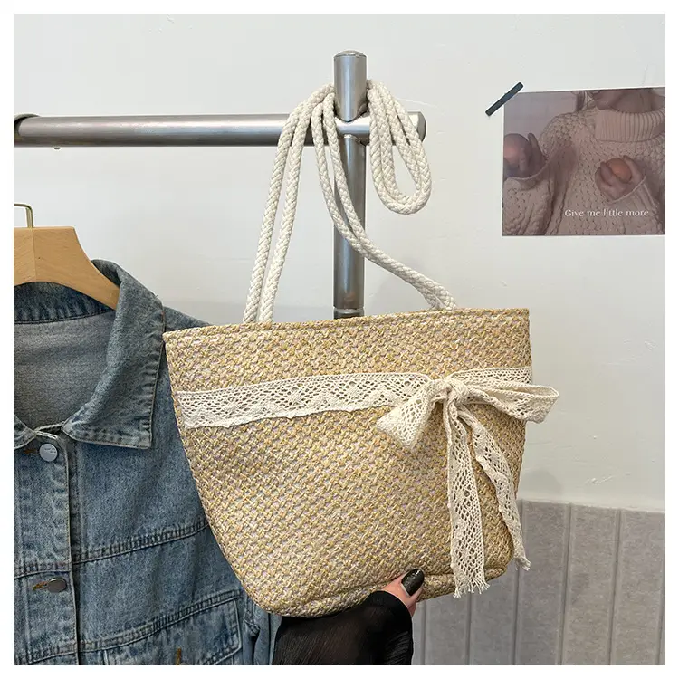 Summer Straw Woven Bow Scarf Bag for Women — feature 26