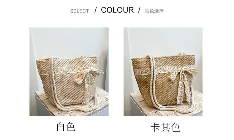 Summer Straw Woven Bow Scarf Bag for Women — feature 4