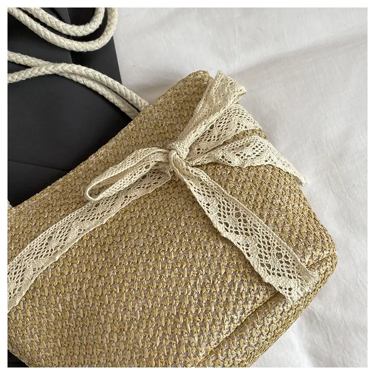 Summer Straw Woven Bow Scarf Bag for Women — feature 7