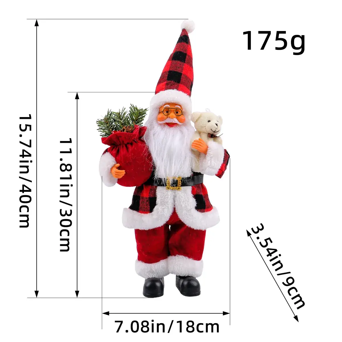 Cross Border Standing Santa Claus Doll Ornament 175g - Image 5
