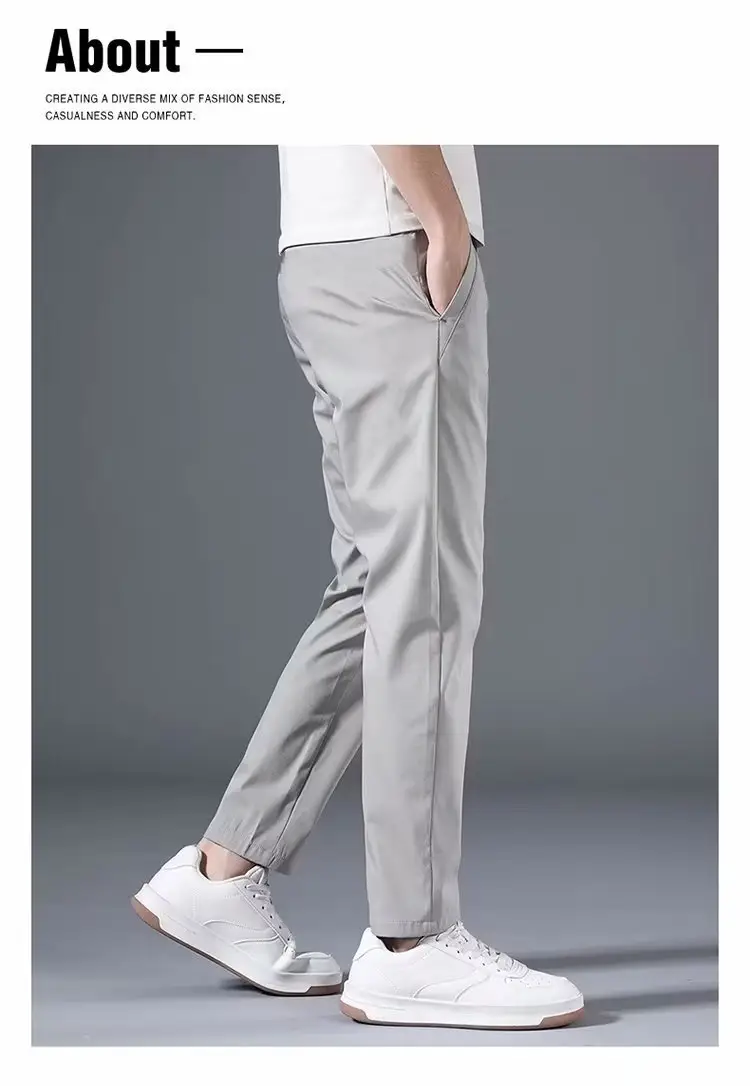 Men's Beige Stretch Pants Spring Autumn Loose Fit — feature 10