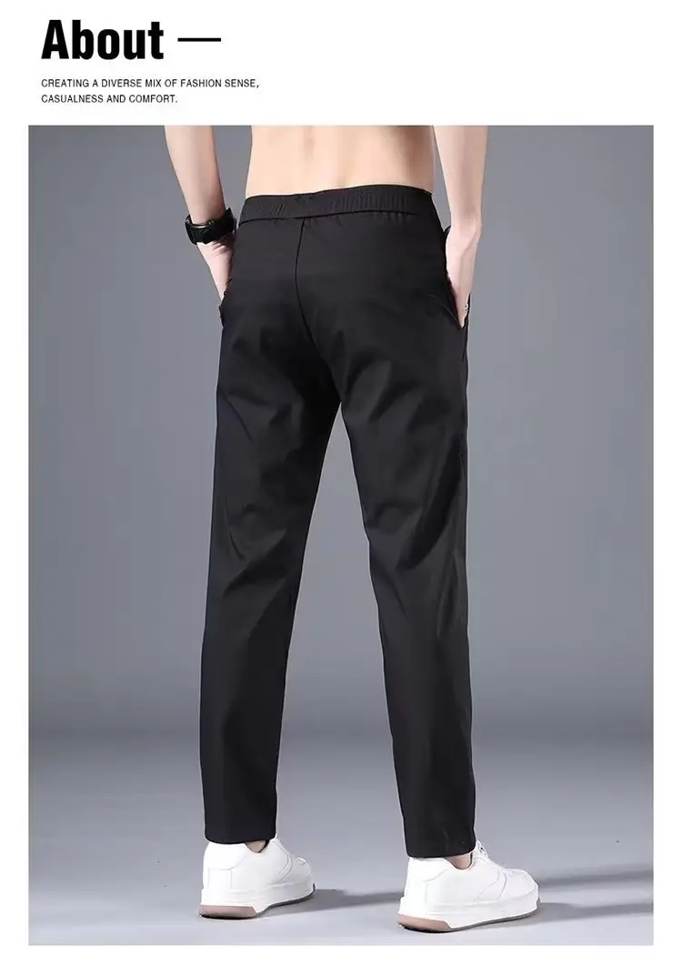 Men's Beige Stretch Pants Spring Autumn Loose Fit — feature 12