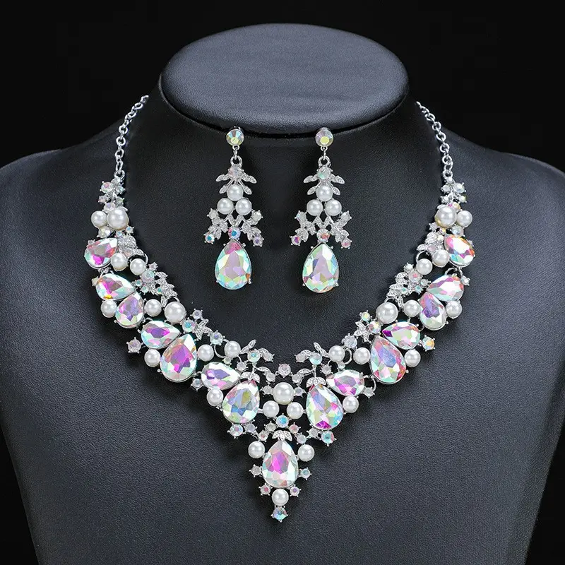 Electroplated Pearl Necklace Earrings Set for Women - Image 2