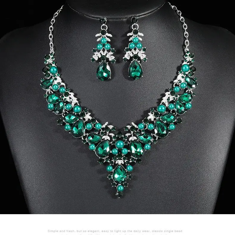 Electroplated Pearl Necklace Earrings Set for Women - Image 4