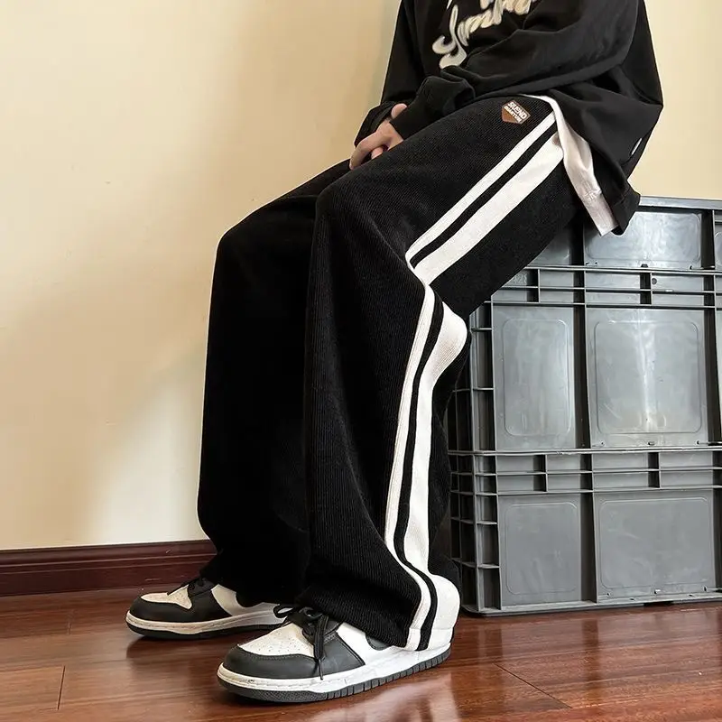 Men Brown Beige Retro Sweatpants with Nike Shoes - Image 20